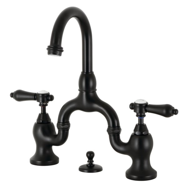 Kingston Brass Bridge Bathroom Faucet with Brass PopUp, Matte Black KS7990BAL